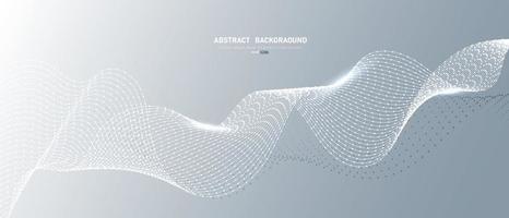 Grey white abstract background with flowing particles vector