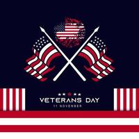 veterans day banner with flags vector