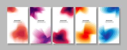 Abstract banner set with colorful gradient topographic vector