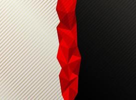 Abstract red low polygon white and black contrast background vector