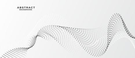 Grey white abstract background with flowing particles. vector