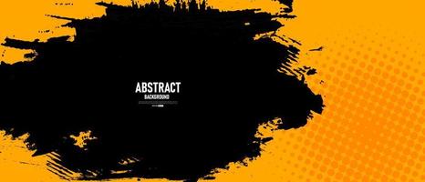 Black and yellow abstract background with brushstroke vector