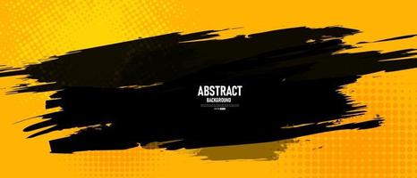 Fondo abstracto negro y amarillo con pincelada y estilo de semitonos. vector