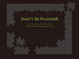 Black Jigsaw Puzzle Frame Isolated On A Black Background, Vector Illustration.