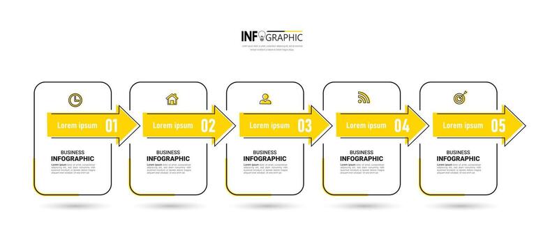 infografía de proceso plano lineal vector