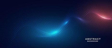 Abstract digital technology background with glowing particle wave. vector