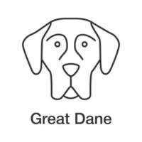 Great Dane linear icon. German Mastiff. Thin line illustration. Guardian dog breed. Contour symbol. Vector isolated outline drawing