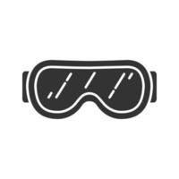 icono de glifo de gafas de esquí. gafas de nieve. anteojos de seguridad. símbolo de silueta. espacio negativo. vector ilustración aislada
