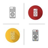 TV remote control icon. Flat design, linear and color styles. Isolated vector illustrations