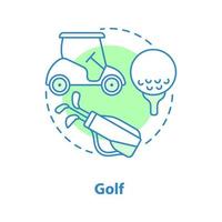 Golf concept icon. Outdoor activities idea thin line illustration. Golf ball, stick, car. Vector isolated outline drawing