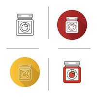 Tomato sauce jar icon. Flat design, linear and color styles. Isolated vector illustrations