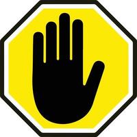 stop sign yellow on black hand vector