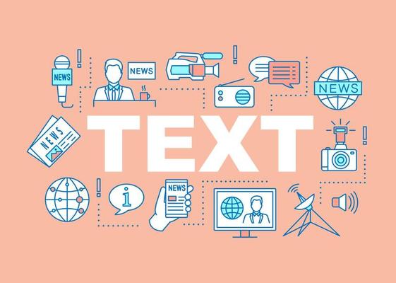 News broadcasting word concepts banner. Mass media. Journalism. Newscasting. Isolated lettering typography idea with linear icons. Vector outline illustration