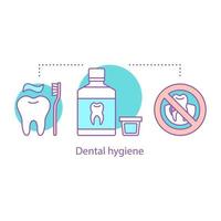 icono del concepto de higiene dental. Ilustración de línea fina de idea de salud bucal. sin caries. enjuague bucal, limpieza de dientes. dibujo de contorno aislado vectorial vector