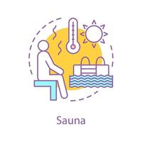 Sauna concept icon. Sudatory. Body care idea thin line illustration. Swimming pool. Summer rest. Vector isolated outline drawing
