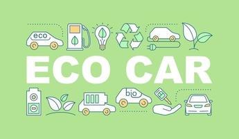 Eco car word concepts banner. Geen vehicle. Electric car. Isolated lettering typography idea with linear icons. Eco friendly transport. Vector outline illustration