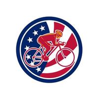 icono de ciclista americano retro vector