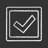 Checkbox chalk icon. Check box. Checkmark. Voting. Verification and validation. Approved. Isolated vector chalkboard illustration