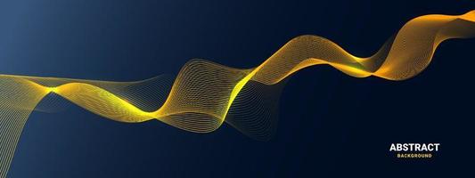 Abstract dynamic particles glowing lines wave on dark background vector