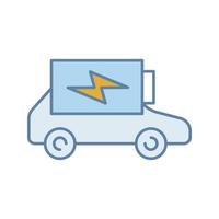 Electric car battery charging color icon. Automobile battery level indicator. Eco friendly auto. Isolated vector illustration