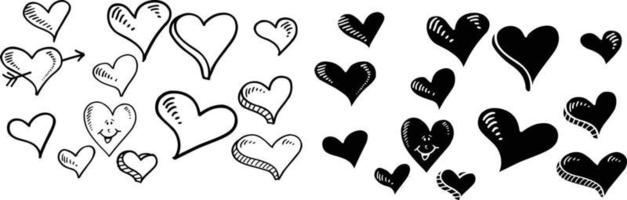 black heart Doodles set design new.eps vector