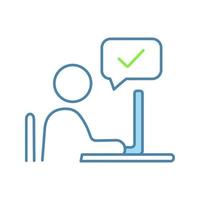 Approved employee's idea color icon. Approval chat. Successful remote work. Online verification. Online communication. Successful dialog. Person chatting. Isolated vector illustration