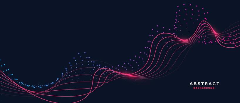 Fondo abstracto oscuro con partículas que fluyen. vector