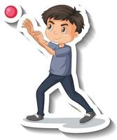 Boy throwing ball on white background vector