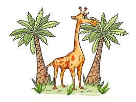 Animal character funny giraffe in cartoon style. Children's illustration. vector