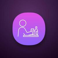 icono de la aplicación de malos hábitos. alcoholismo. hábito de beber. consumo excesivo de alcohol. depresión ansiedad. síntomas de estrés conductual. interfaz de usuario ui ux. aplicación web o móvil. vector ilustración aislada