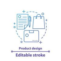Product design concept icon. Branding idea thin line illustration. Graphic design. Stationery. Vector isolated outline drawing. Editable stroke