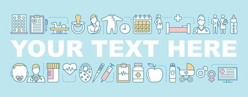 Birthing care word concepts banner. Childbirth and maternity center. Pregnancy and birthing clinic. Isolated lettering typography idea with linear icons. Vector outline illustration