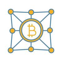 Blockchain network color icon. Bitcoin. Cryptocurrency. Digital money. Fintech and big data. Isolated vector illustration