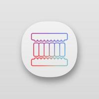 Mattress layers app icon. Latex, memory foam or coconut filler. Springless mattress cut out. UI UX user interface. Web or mobile application. Vector isolated illustration