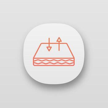 icono de la aplicación de colchón transpirable. colchón de cuna con funda de tela transpirable. circulación aérea. interfaz de usuario ui ux. aplicación web o móvil. vector ilustración aislada