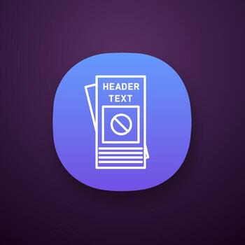 Protest leaflet app icon. Protest event announcement. Social movement and propaganda brochure. Human rights protection booklet. UI UX interface. Web or mobile application. Vector isolated illustration