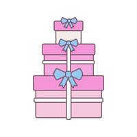 icono de color de cajas de regalos. boda, año nuevo, navidad, regalos de cumpleaños. celebración navideña. ilustración vectorial aislada