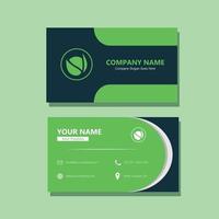 Green wave business card template vector