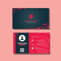 Red triangle business card template vector