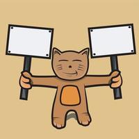 Vector Of Cats Two show hand with Name Plate and Brown Background