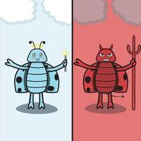 Vector Illustration Of Beetles Angel and Devil Character Mascot