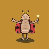 Vector Of Mascot beetle tooth Fairy and Brown Background.