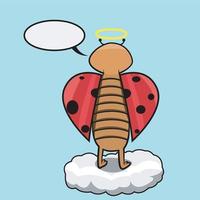 Vector Of Mascot beetle back facing and go up to Clouds and Blue Background.