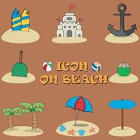 Vector Illustration of Icon On Beach, Summer Time Theme