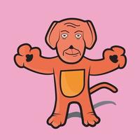 Vector Of Red Dog With Open Hand and Pink Background