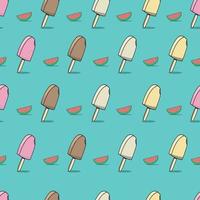Vector Illustration of Ice Cream and Watermelon Pattern