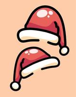 Santa Hat Christmas with red flat color for icon