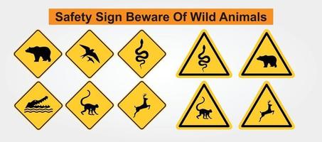 Safety sign beware of wild animals vector