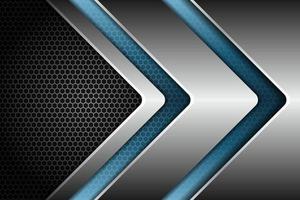 Abstract Modern Technology Metallic Glossy Arrow Blue Silver with Dark Background vector