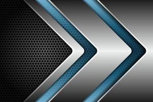 Abstract Modern Technology Metallic Glossy Arrow Blue Silver with Dark Background vector